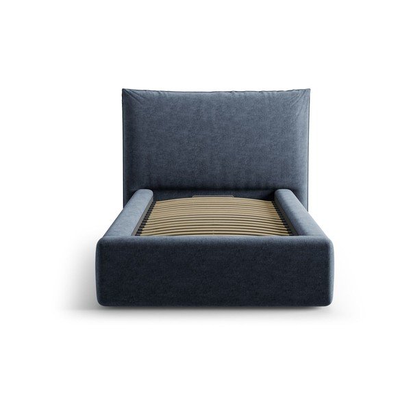 Tamno plavi tapecirani krevet s prostorom za odlaganje s podnicom 90x200 cm Kaelle – Micadoni -image-3