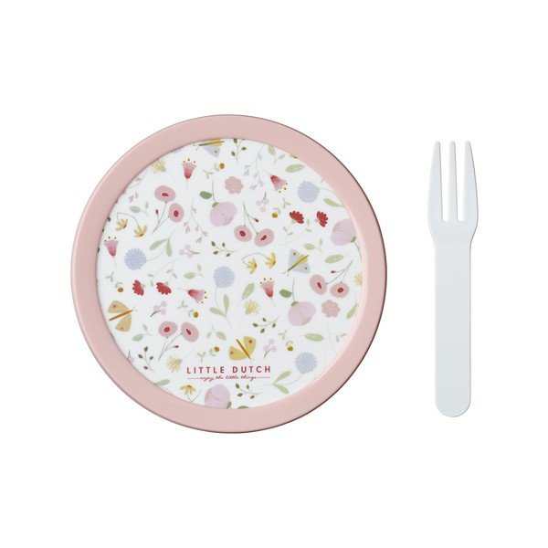 Bijele/svijetlo ružičaste plastične dječje kutije za ručak u setu 2 kom Flowers & Butterflies by Little Dutch – Mepal