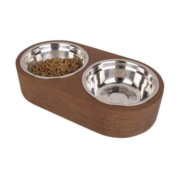 Set od 2 metalne posude u tamnom drvenom postolju PT LIVING Pet, širine 18 cm-image-4