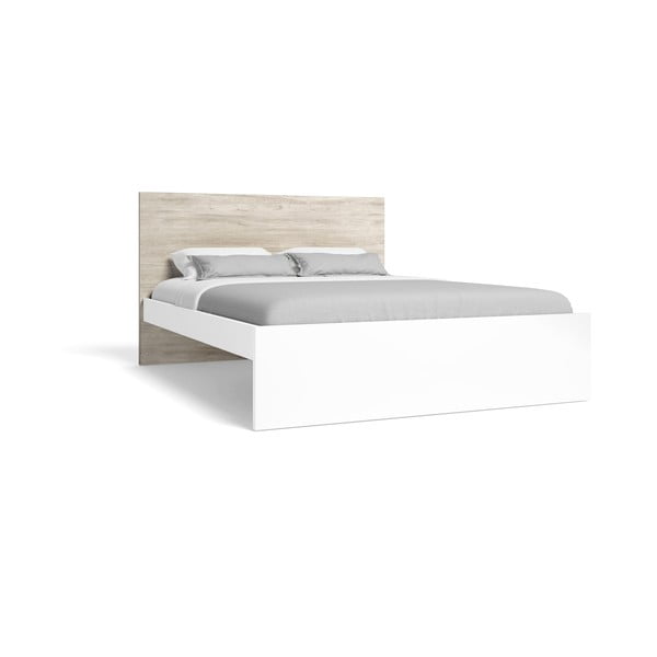 Bijeli/u prirodnoj boji bračni krevet u dekoru hrasta 160x200 cm Sahara – Marckeric