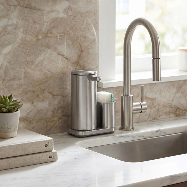 Metalni automatski držač za deterdžente u srebrnoj boji – simplehuman-image-2