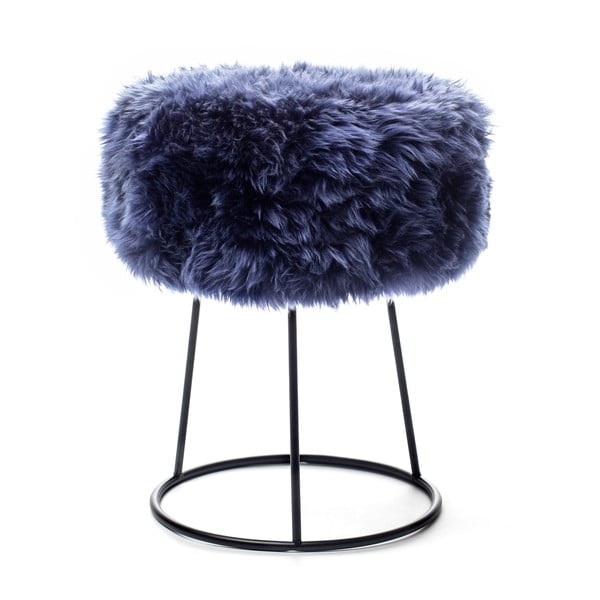 Stolac s plavom podlogom za sjedenje od ovčjeg krzna Royal Dream, ⌀ 36 cm