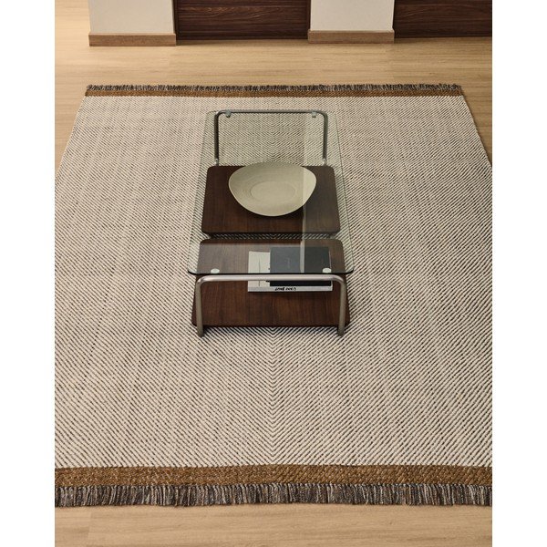 Krem ručno rađen vunen tepih 160x230 cm Brina – Kave Home-image-1