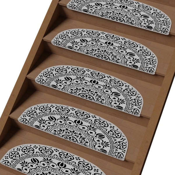 Crno-bijeli set tepiha za stepenice 16 kom 20x65 cm Anatolian Lace – Vitaus-image-1
