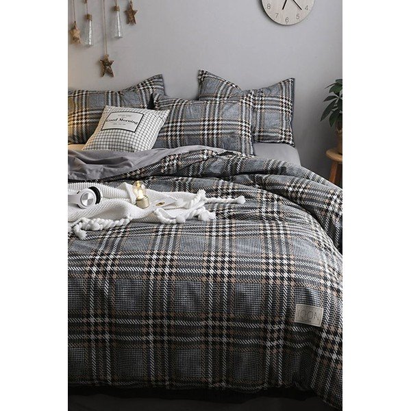 Siva pamučna posteljina za krevet za jednu osobu/s produženom plahtom  160x220 cm - Mila Home-image-2
