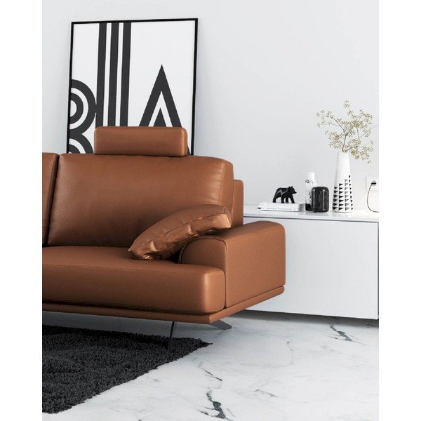 Konjak smeđa kožna sofa 220 cm Prado – MESONICA-image-4