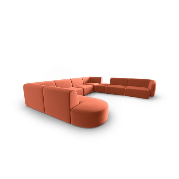 Ružičasta baršunasti kutna garnitura (s desnim kutom/u obliku slova "U") Paolo – Milo Casa-image-2