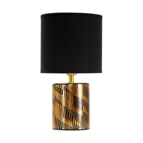 Crna/u zlatnoj boji stolna lampa keramička s tekstilnim sjenilom (visina 28 cm) Glam Dark – Mauro Ferretti