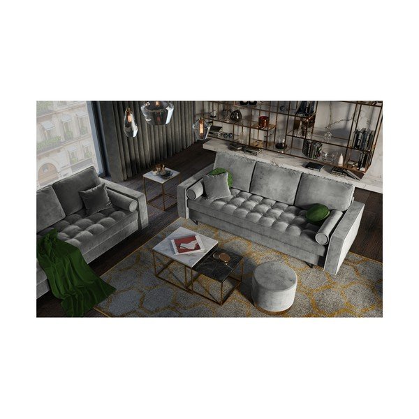 Svijetlosivi baršunasti kauč na razvlačenje Milo Casa Santo-image-1