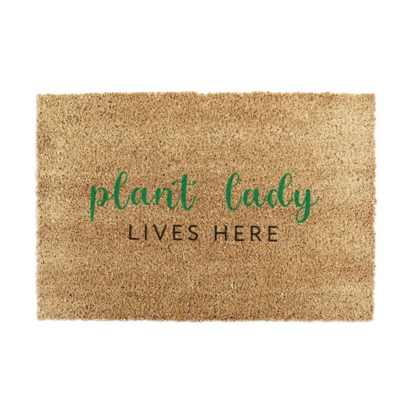 Otirač od kokosovih vlakana 60x90 cm Plant Lady Lives Here – Artsy Doormats