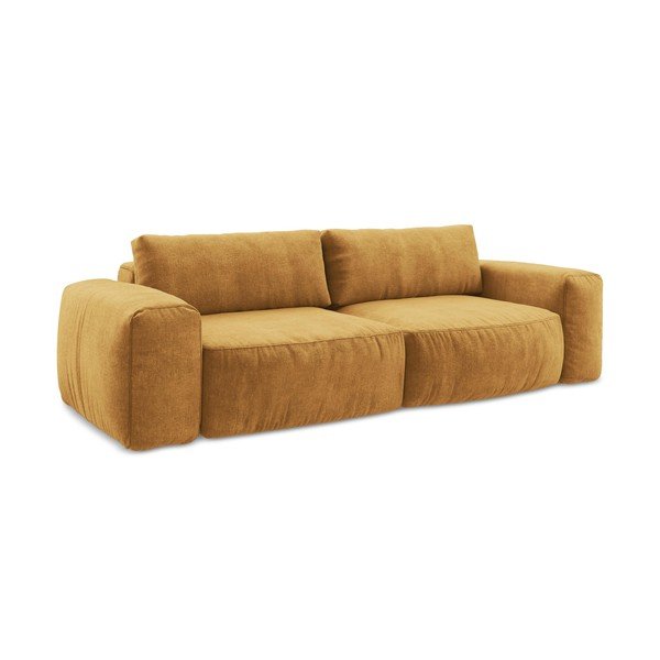 Senf žuta sklopiva sofa od šenila 275 cm Kuki – Makamii-image-2