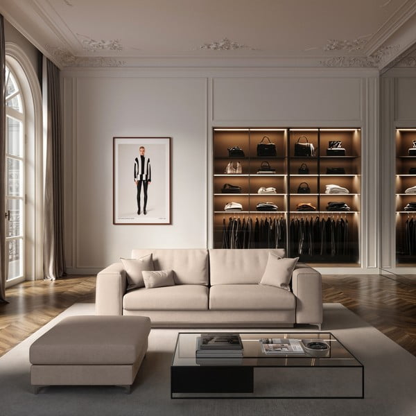 Bež baršunast tabure Rene – Rodier-image-1