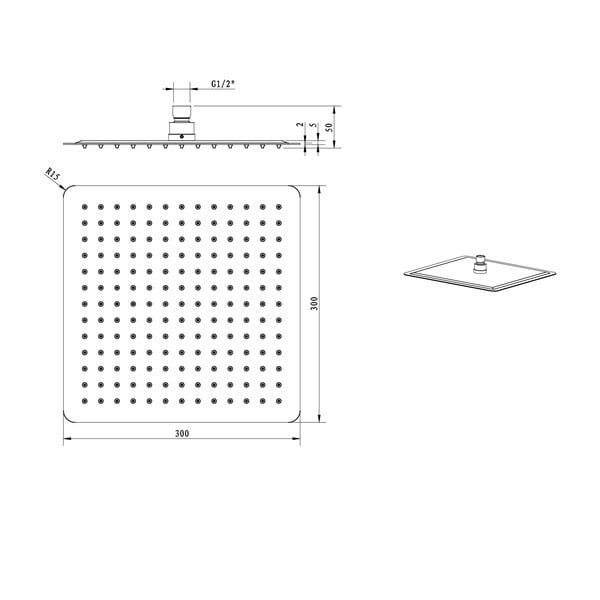 Tuš glava od nehrđajućeg čelika u zlatnoj boji Slim – Sapho-image-3