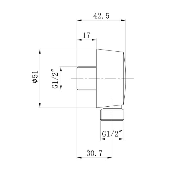 Mjedeni priključni dio za tuš u mat srebrnoj boji ø 5 cm – Sapho-image-1