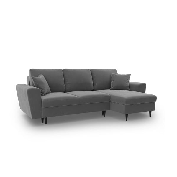 Svijetlo siva baršunasti sklopiva/s prostorom za odlaganje kutna garnitura Kyoto – Cosmopolitan Design-image-1