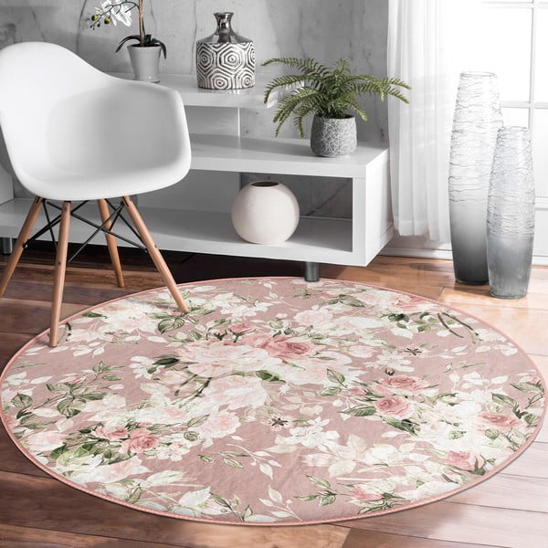 Svijetlo ružičasti periv/pogodan za robotski usisavač okrugli tepih ø 80 cm Comfort – Mila Home-image-4