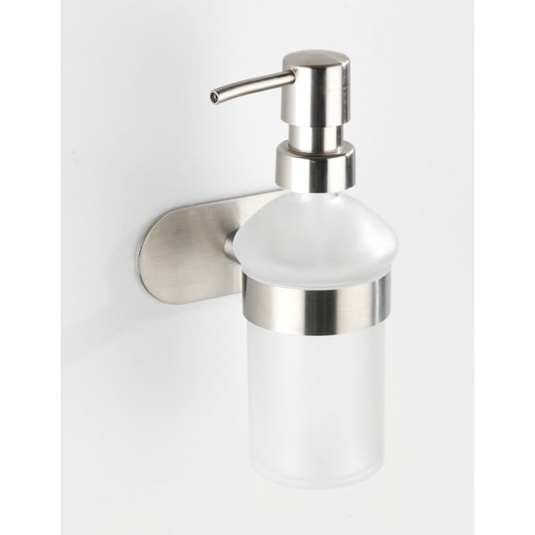 Stakleni samoljepljiv dozator sapuna u mat srebrnoj boji 200 ml Orea – Wenko-image-4