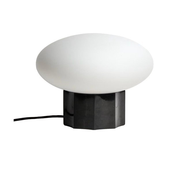 Bijela/crna metalna stolna lampa sa staklenim sjenilom (visina 20 cm) Idela – Kave Home