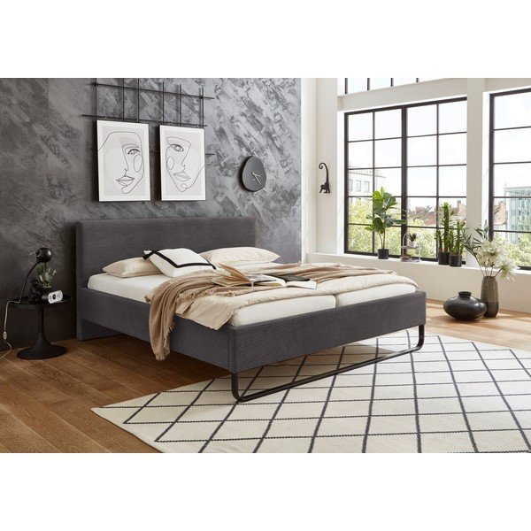 Sivi tapecirani bračni krevet bez podnice 180x200 cm Swing – Meise Möbel-image-1