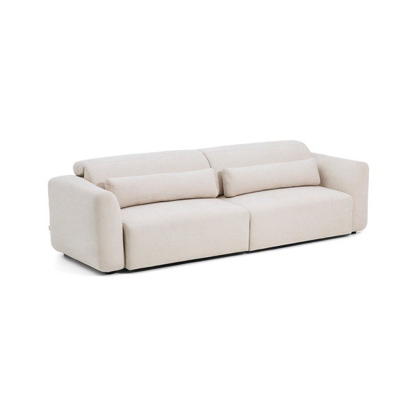 Bež podesiva/sklopiva sofa od šenila s ležaljkom 290 cm Lares – Kave Home-image-3