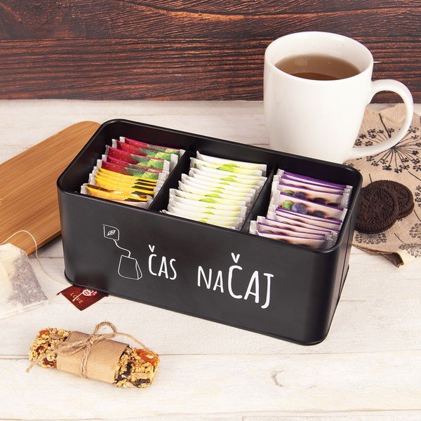 Crna/u prirodnoj boji metalna kutija za čaj – Orion-image-1