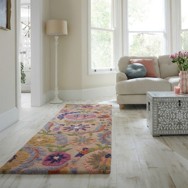 Ručno rađena vunena staza 80x300 cm Amira Floral  – Flair Rugs-image-1