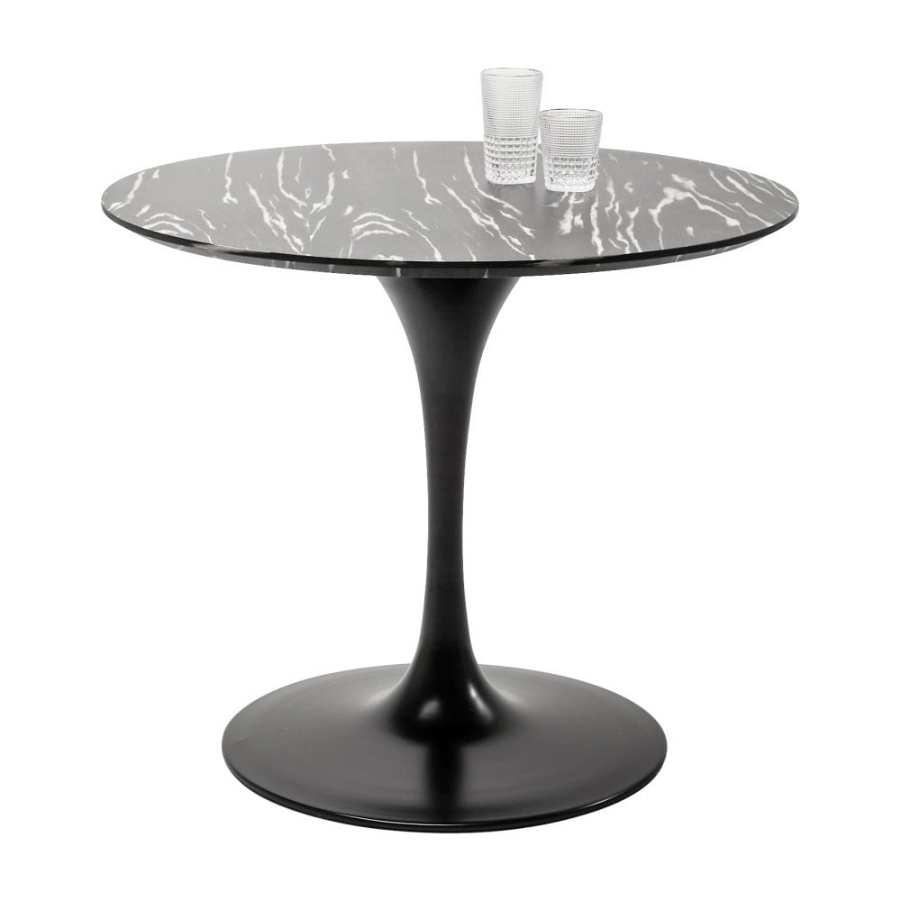 Ploča blagovaonskog stola u dekoru od ebanovine Kare Design Invitation, ⌀ 90 cm
