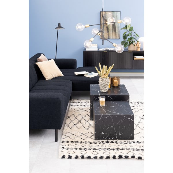 Crni stolići za kavu u setu 2 kom u mramornom dekoru 58x58 cm Dice – Actona-image-2