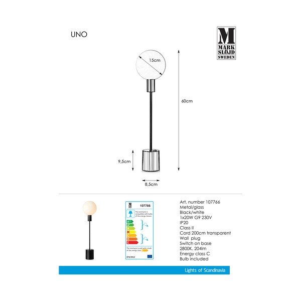 Crna stolna lampa Markslöjd Uno Table Black-image-2