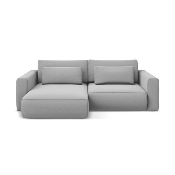 Svijetlo siva baršunasti sklopiva/s prostorom za odlaganje kutna garnitura (s lijevim kutom/s ležaljkom) Kapua – Makamii