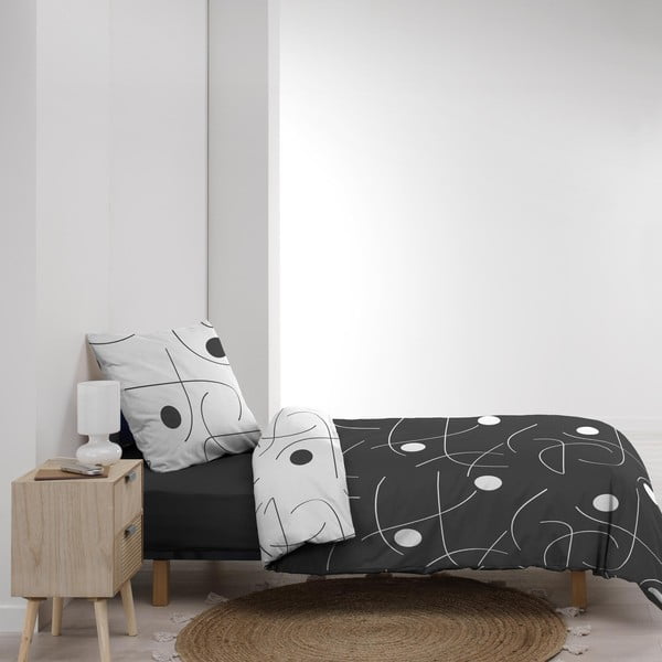 Bijela/tamno siva posteljina za krevet za jednu osobu od mikrovlakana 140x200 cm Sonate – douceur d'intérieur-image-4