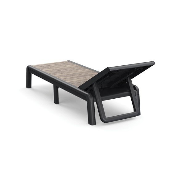 Tamno smeđa plastična podesiva/sklopiva vrtna ležaljka Deco Porto – Keter-image-2