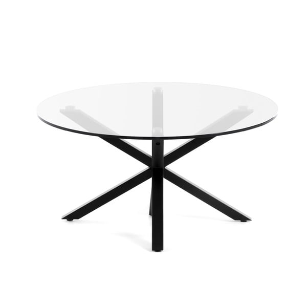 Crni okrugao stolić za kavu sa staklenom pločom stola ø 82 cm Argo – Kave Home