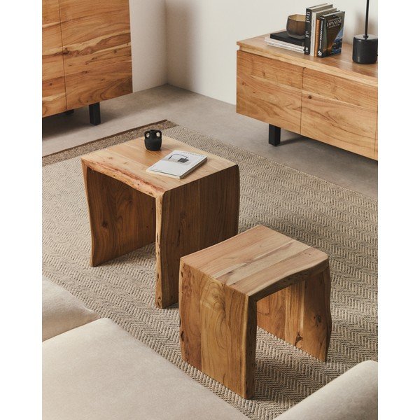 Pomoćni stolići u setu 2 kom od masivnog bagrema 40x50 cm Lomiri – Kave Home-image-1