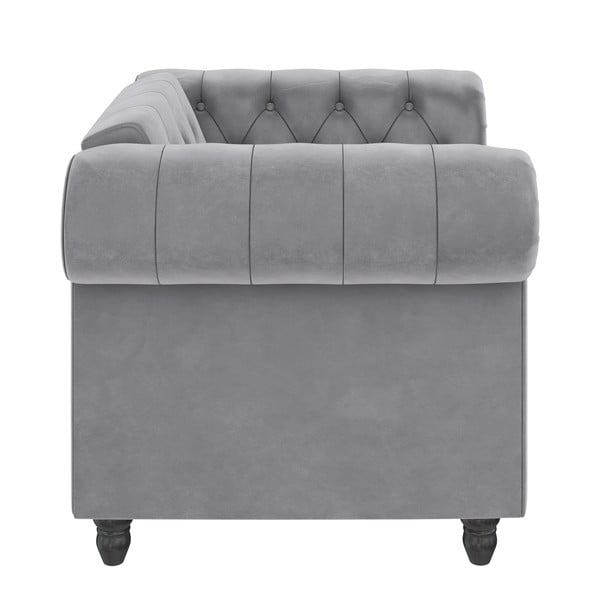 Svijetlo siva baršunasti chesterfield fotelja Felix – Støraa-image-3