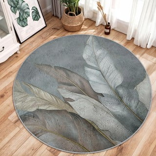 Zeleni/sivi perivi okrugao tepih ø 120 cm Dusty Leaves – Mila Home