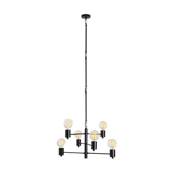 Crna viseća svjetiljka za 6 žarulja Opviq lights Hexa Long-image-2