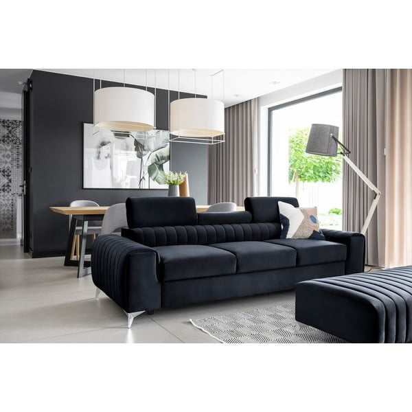 Antracitno siva baršunasti sklopiva sofa 261 cm Laurence – ELTAP-image-1