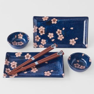 6-dijelni set plavog keramičkog posuđa za sushi MIJ Sakura