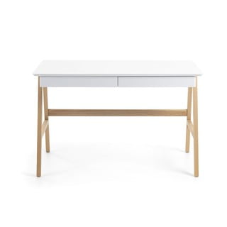 Radni stol s bijelom pločom Kave Home Ingo, 120 x 60 cm