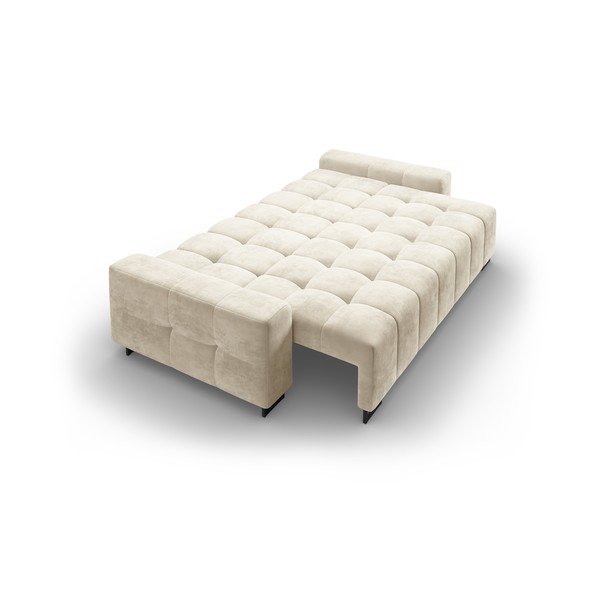 Bež baršunasti sklopiva/s prostorom za odlaganje sofa 250 cm Wicklow – Cosmopolitan Design-image-4