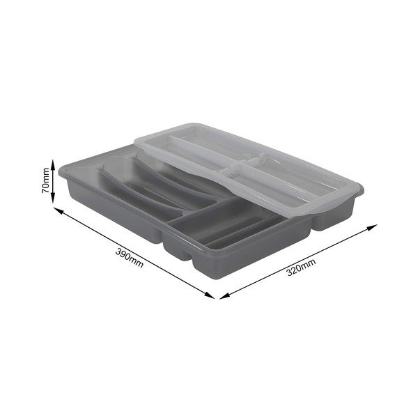 Siva plastična komoda za ladicu 39 x 32 cm Basic Plus - Rotho-image-1