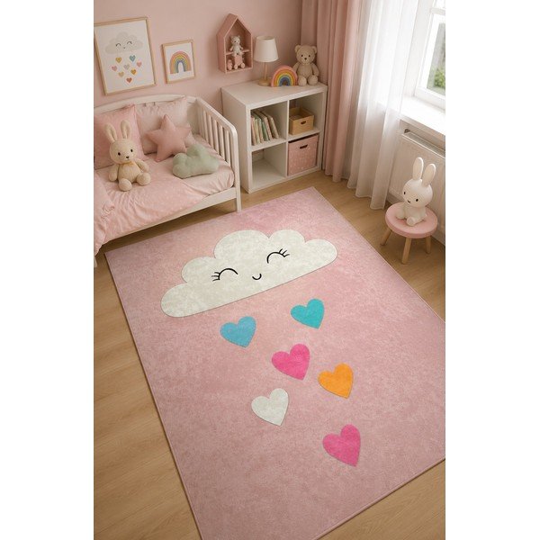 Ružičasti periv dječji tepih 140x190 cm Clouds – Mila Home-image-1