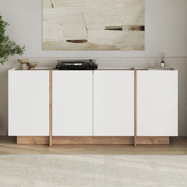 Bijela komoda u dekoru bora s rupom za kabele 180x80x45 cm Dorma – Kalune Design-image-1