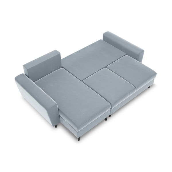 Svijetlo plava baršunasti sklopiva/s prostorom za odlaganje kutna garnitura Kyoto – Cosmopolitan Design-image-1