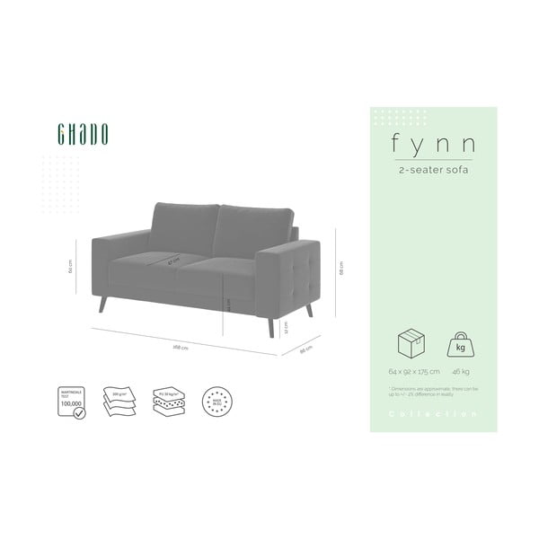 Tamnoplava baršunasta sofa Ghado Fynn, 168 cm-image-3
