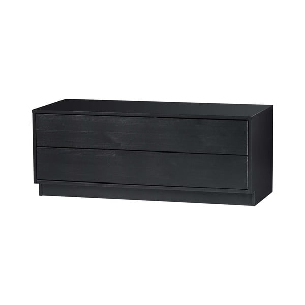 Crna modularna TV komoda od masivnog bora 100x40 cm Finca – WOOOD-image-3