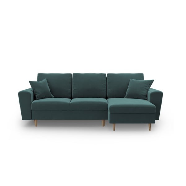 Petrolej zelena baršunasti sklopiva/s prostorom za odlaganje kutna garnitura Kyoto – Cosmopolitan Design