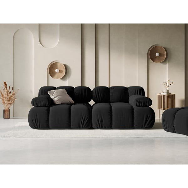 Crna baršunasta sofa 188 cm Bellis – Micadoni Home-image-1