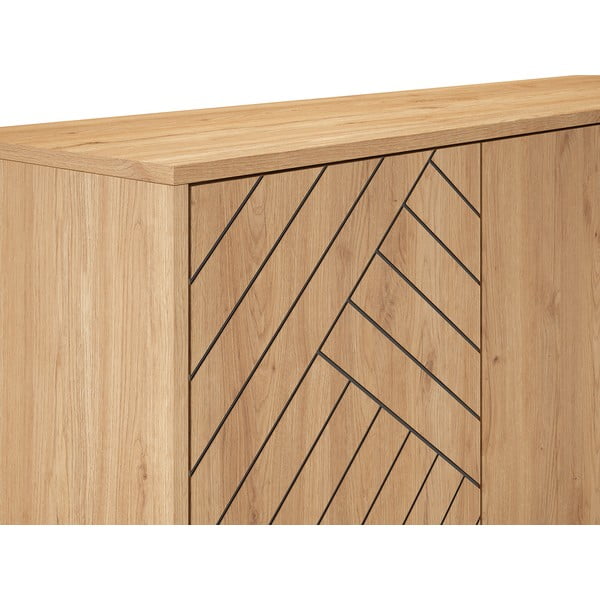 Antracit/natur niska komoda u dekoru hrasta 140x80 cm Madona - Marckeric-image-1